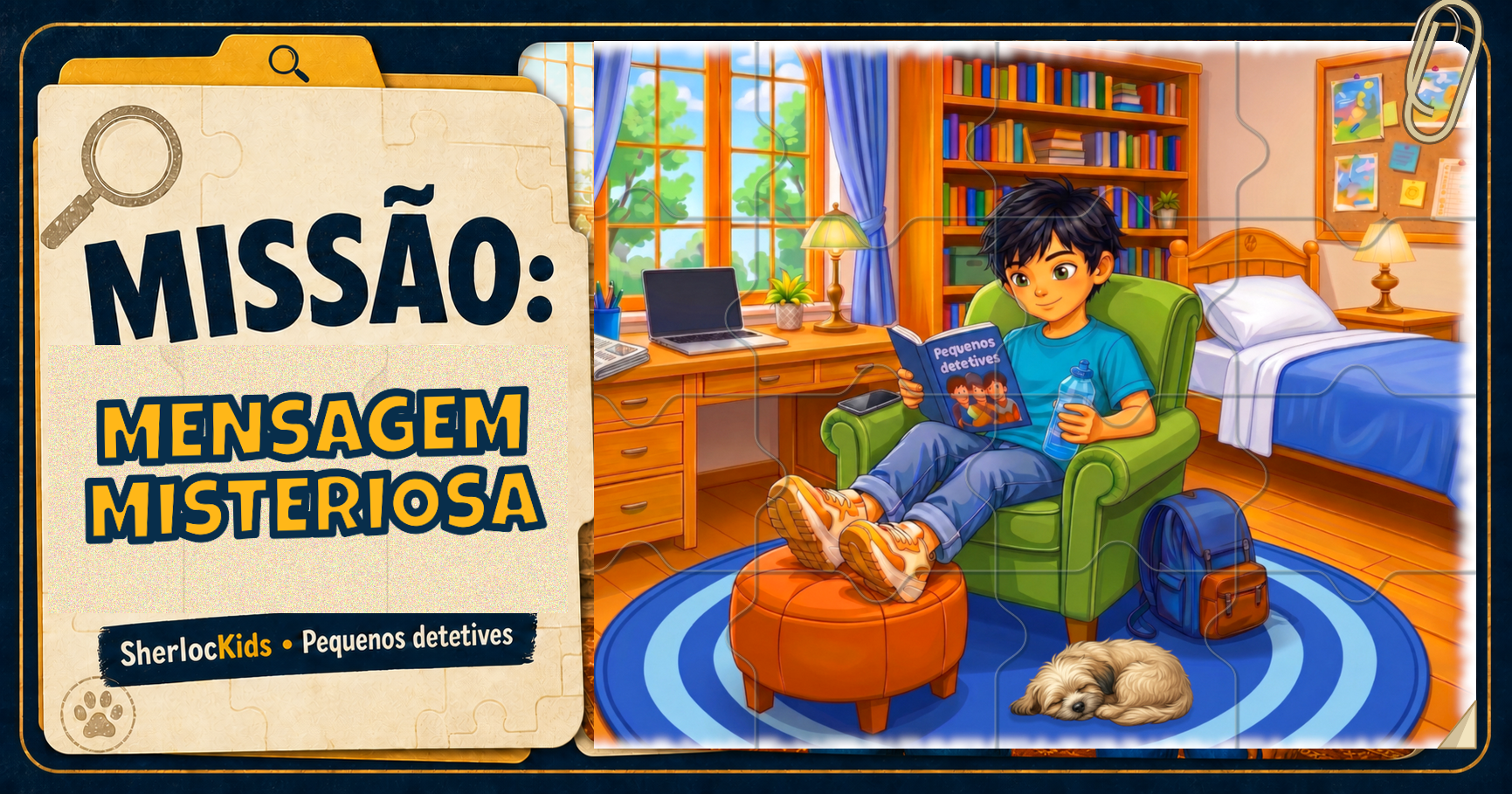 Missão A Mensagem Misteriosa: Jorge analisa uma mensagem suspeita em seu quarto